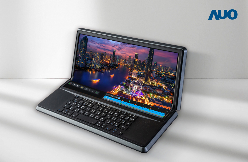98858vip威尼斯14.6吋Micro LED折迭显示屏幕，搭配半径4mm的弯折绞炼，以及高画素、高亮度、高对比度的显示技术特点，即便在大视角下仍保有绝佳色相与亮度